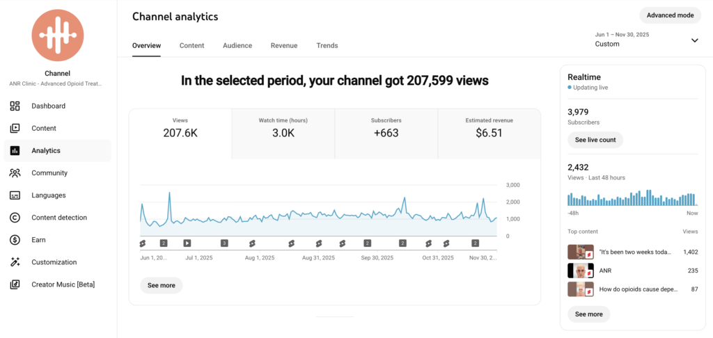 ANR YT Insigths 6 month