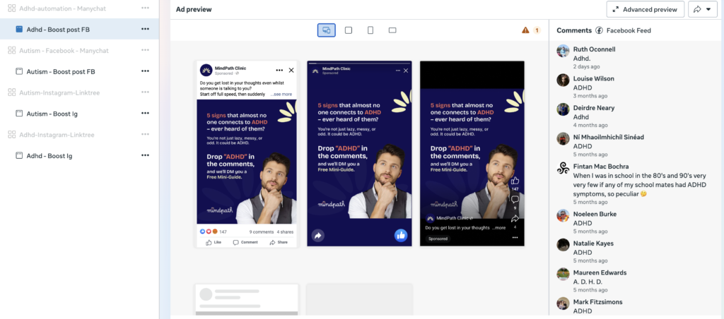 Mindpath Ads interaction adhd boost fb preview
